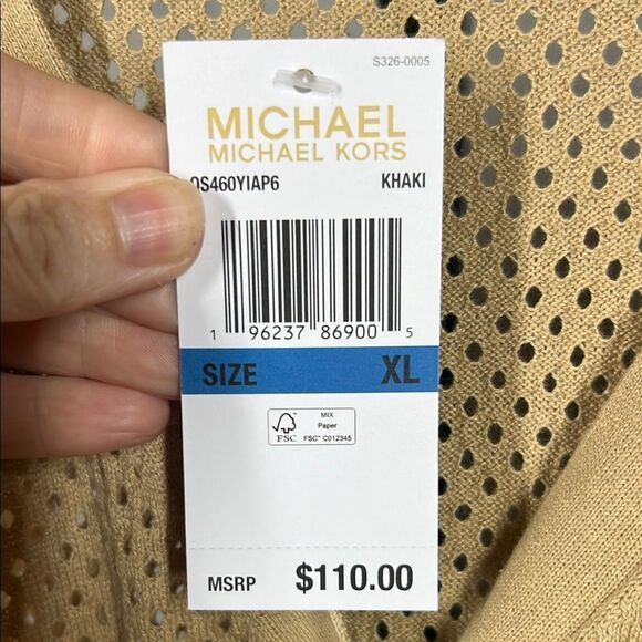 Michael Kors Cream Cardigan Sweater V-Neck Ribbed - Picture 6 of 7